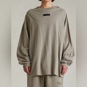 Essentials Tan Oversized Long-Sleeve Shirt